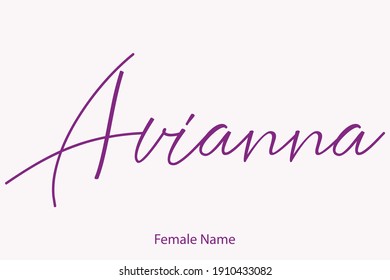 Avianna Female name - Beautiful Handwritten Lettering Modern Calligraphy Purple Text