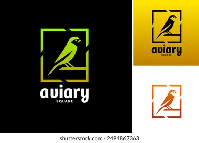 Aviary Square Logo Template combines elegance and nature, perfect for brands showcasing avian beauty and aquatic charm. Layered EPS Vector