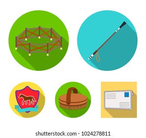 Aviary, whip, emblem, hippodrome .Hippodrome and horse set collection icons in flat style vector symbol stock illustration web.