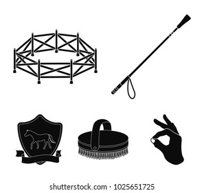 Aviary, whip, emblem, hippodrome .Hippodrome and horse set collection icons in black style vector symbol stock illustration web.