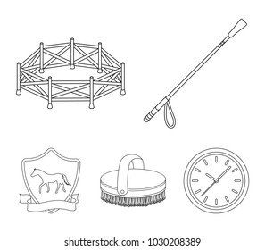 Aviary, whip, emblem, hippodrome .Hippodrome and horse set collection icons in outline style vector symbol stock illustration web.