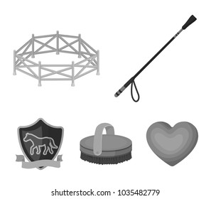 Aviary, whip, emblem, hippodrome .Hippodrome and horse set collection icons in monochrome style vector symbol stock illustration web.