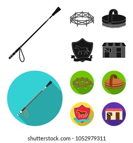 Aviary, whip, emblem, hippodrome .Hippodrome and horse set collection icons in black, flat style vector symbol stock illustration web.