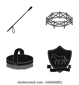 Aviary, whip, emblem, hippodrome .Hippodrome and horse set collection icons in black style vector symbol stock illustration web.