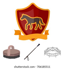 Aviary, whip, emblem, hippodrome .Hippodrome and horse set collection icons in cartoon style vector symbol stock illustration web.