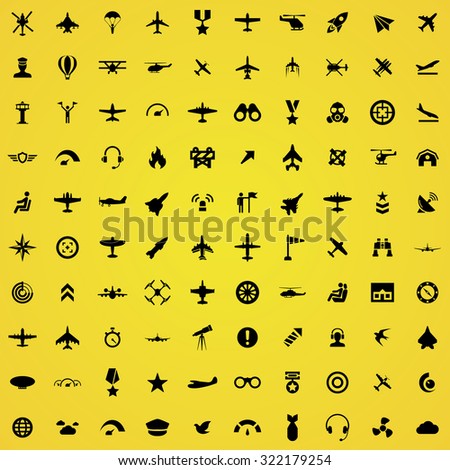 aviation 100 icons universal set for web and mobile
