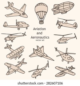 Aviation and Aeronautics vector set