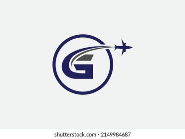 Aviation and airlines circle logo, Tour and travel agency symbol design vector