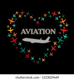 Aviation with airplains vector illustration