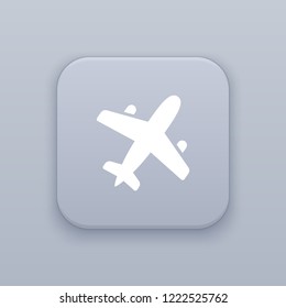 Aviation, airplane button, best vector on a gray background