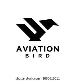 aviation or Airplane with eagle icon vector illustration design Logo Template