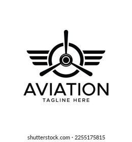 aviation airplane logo design vector template