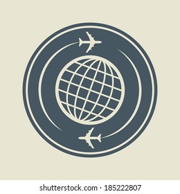 Aviation or airport sign or label, vector illustration