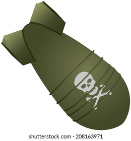 Aviation atomic bomb for the application of thermonuclear strike. Vector illustration.