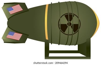 Aviation atomic bomb U.S. thermonuclear strike. Vector illustration.