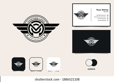 aviation badge logo design and business card