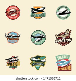Aviation Badge Logo Vintage Style Design
