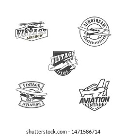 Aviation Badge Logo Vintage Style Design