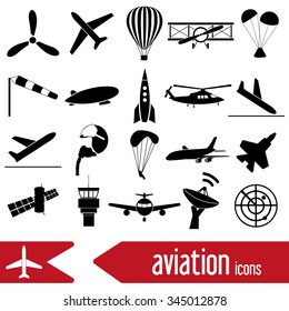 aviation big set of simple icons eps10