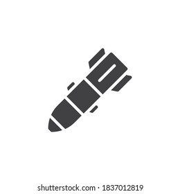 Aviation bomb vector icon. filled flat sign for mobile concept and web design. Nuclear air bomb glyph icon. Symbol, logo illustration. Vector graphics