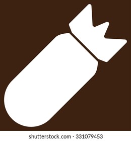 Aviation Bomb vector icon. Style is flat white symbol, rounded angles, brown background.