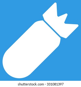 Aviation Bomb vector icon. Style is flat white symbol, rounded angles, blue background.