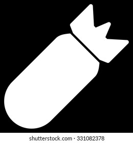 Aviation Bomb vector icon. Style is flat white symbol, rounded angles, black background.