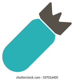 Aviation Bomb vector icon. Style is flat bicolor grey and cyan symbol, rounded angles, white background.