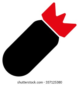 Aviation Bomb vector icon. Style is flat bicolor intensive red and black symbol, rounded angles, white background.