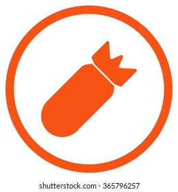 Aviation Bomb vector icon. Style is flat circled symbol, orange color, rounded angles, white background.