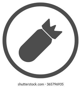Aviation Bomb vector icon. Style is flat circled symbol, gray color, rounded angles, white background.