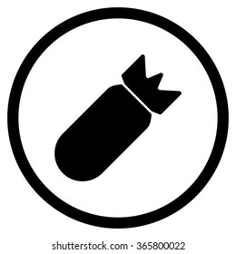 Aviation Bomb vector icon. Style is flat circled symbol, black color, rounded angles, white background.