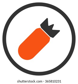 Aviation Bomb vector icon. Style is bicolor flat circled symbol, orange and gray colors, rounded angles, white background.