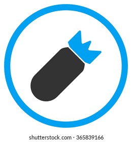 Aviation Bomb vector icon. Style is bicolor flat circled symbol, blue and gray colors, rounded angles, white background.