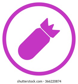 Aviation Bomb vector icon. Style is flat circled symbol, violet color, rounded angles, white background.