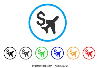Aviation Business rounded icon. Style is a flat aviation business grey symbol inside light blue circle with black, gray, green, blue, red, orange variants.