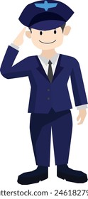 aviation captain cartoon character, pilot cartoon character