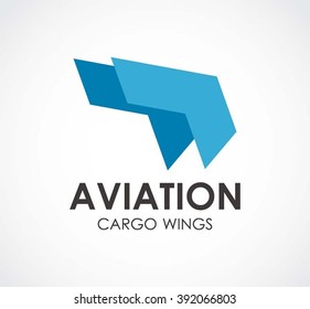 Aviation of cargo wing abstract vector and logo design or template airplane business icon of company identity symbol concept