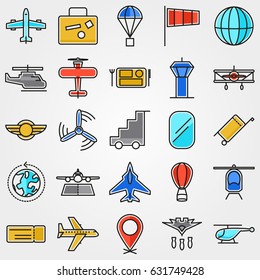 Aviation Colorful Vector Icons Pack