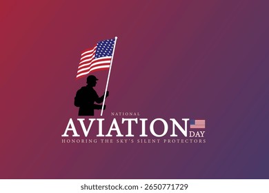 Cartaz do Dia da Aviação com Soldado e Bandeira Americana