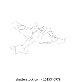 Aviation drawing blueprint, plane sketch graphic