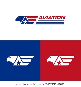 aviation with eagle logo concept design vector illustration