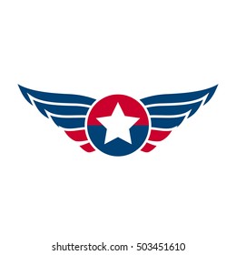 Aviation emblem, badge or logo. Military and civil aviation icon. Air force symbol. Vector stock illustration.