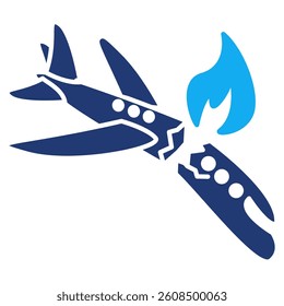 Aviation Failure icon represented by plane crash Dualtone style.