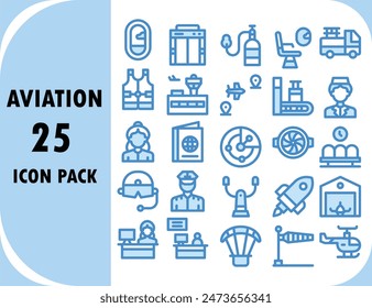 Aviation filled flat line icon pack for business and web element for logo uses