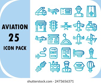Paquete de iconos llenos de línea plana de aviación para elementos de negocios y de Web para usos de logotipos