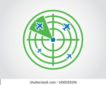 Aviation Flight Radar Sonar Security Control Area Monitoring Icon Illustration Symbol