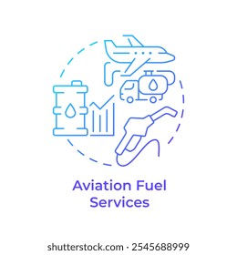 Aviation fuel services blue gradient concept icon. Aircraft maintenance, engineering. Round shape line illustration. Abstract idea. Graphic design. Easy to use in infographic, presentation