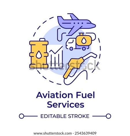 Aviation fuel services multi color concept icon. Aircraft maintenance, engineering. Round shape line illustration. Abstract idea. Graphic design. Easy to use in infographic, presentation