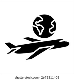 Ilustración vectorial de icono de glifo de aviación